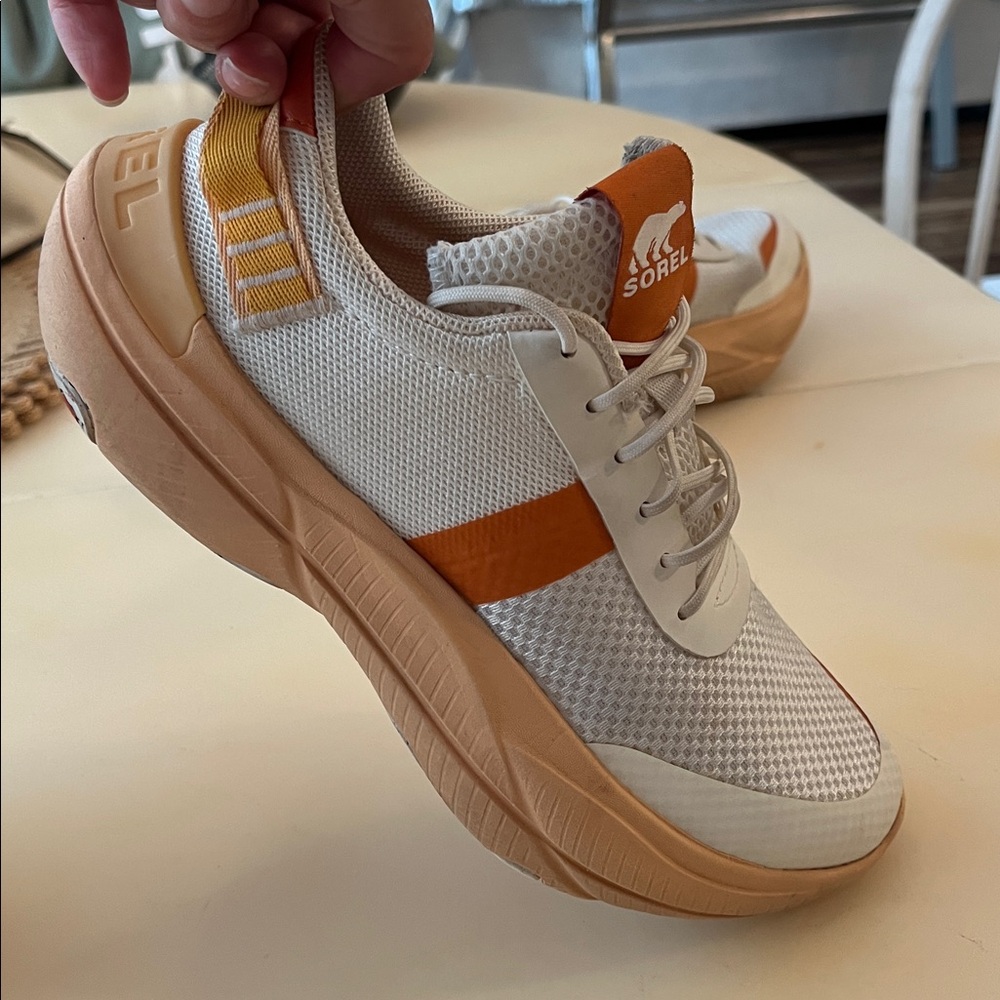 Sorel White and Orange Women's Athletic Shoes - Picture 7 of 15